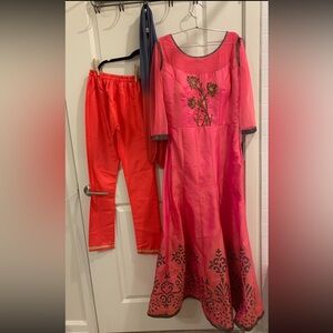 Indian Pakistani Punjabi style dress suit with kadai work all around neck